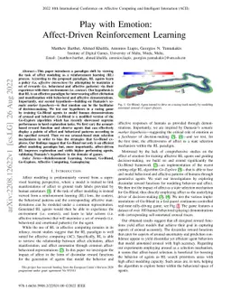 Play with Emotion: Affect-Driven Reinforcement Learning