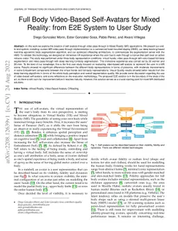 Full Body Video-Based Self-Avatars for Mixed Reality: from E2E System to
  User Study
