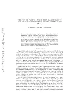 The cost of passing -- using deep learning AIs to expand our
  understanding of the ancient game of Go