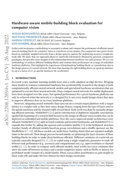 Hardware-aware mobile building block evaluation for computer vision