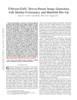 T-Person-GAN: Text-to-Person Image Generation with Identity-Consistency
  and Manifold Mix-Up