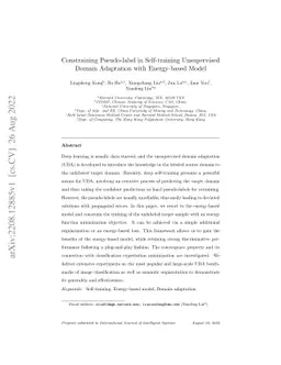 Constraining Pseudo-label in Self-training Unsupervised Domain
  Adaptation with Energy-based Model