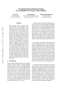 Investigating data partitioning strategies for crosslinguistic
  low-resource ASR evaluation