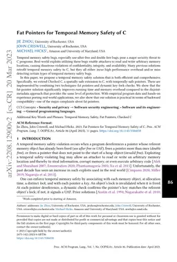 Fat Pointers for Temporal Memory Safety of C