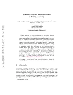 Anti-Retroactive Interference for Lifelong Learning