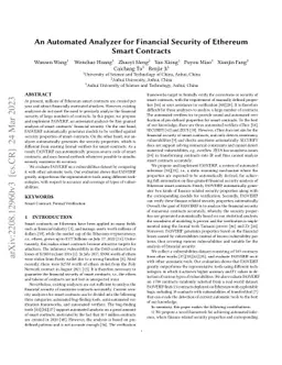 An Automated Analyzer for Financial Security of Ethereum Smart Contracts