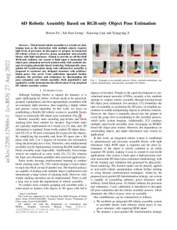 6D Robotic Assembly Based on RGB-only Object Pose Estimation