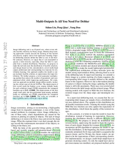 Multi-Outputs Is All You Need For Deblur