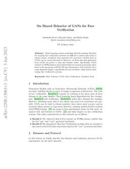 On Biased Behavior of GANs for Face Verification