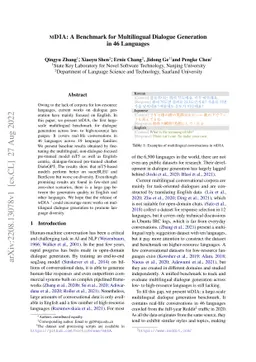 MDIA: A Benchmark for Multilingual Dialogue Generation in 46 Languages