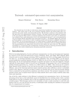 Textwash -- automated open-source text anonymisation