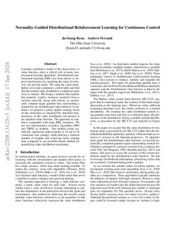 Normality-Guided Distributional Reinforcement Learning for Continuous Control