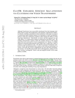 ClusTR: Exploring Efficient Self-attention via Clustering for Vision
  Transformers