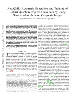 AutoQML: Automatic Generation and Training of Robust Quantum-Inspired
  Classifiers by Using Genetic Algorithms on Grayscale Images