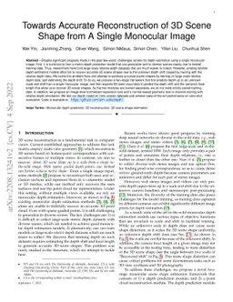 Towards Accurate Reconstruction of 3D Scene Shape from A Single
  Monocular Image