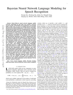 Bayesian Neural Network Language Modeling for Speech Recognition