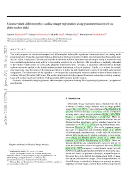 Unsupervised diffeomorphic cardiac image registration using
  parameterization of the deformation field