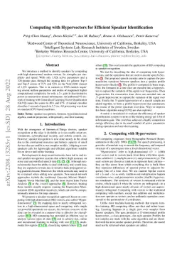 Computing with Hypervectors for Efficient Speaker Identification