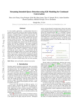 Streaming Intended Query Detection using E2E Modeling for Continued
  Conversation