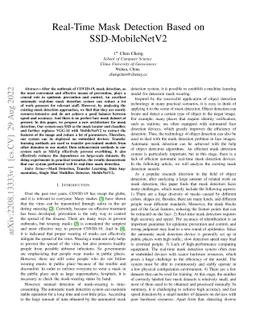 Real-Time Mask Detection Based on SSD-MobileNetV2