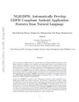 NL2GDPR: Automatically Develop GDPR Compliant Android Application
  Features from Natural Language