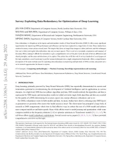Survey: Exploiting Data Redundancy for Optimization of Deep Learning