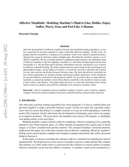 Affective Manifolds: Modeling Machine's Mind to Like, Dislike, Enjoy,
  Suffer, Worry, Fear, and Feel Like A Human