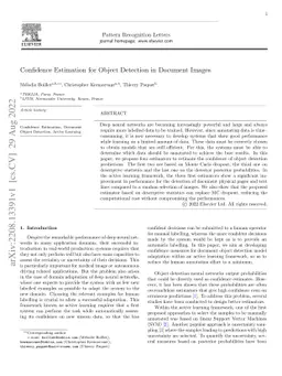Confidence Estimation for Object Detection in Document Images