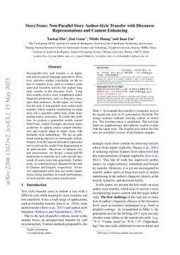 StoryTrans: Non-Parallel Story Author-Style Transfer with Discourse
  Representations and Content Enhancing