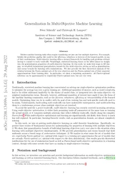 Generalization In Multi-Objective Machine Learning