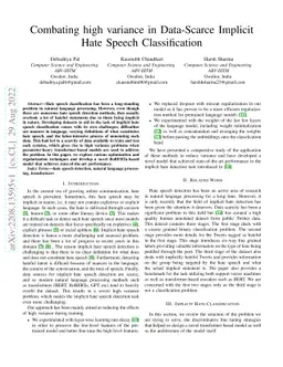 Combating high variance in Data-Scarce Implicit Hate Speech
  Classification