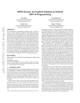 MPIX Stream: An Explicit Solution to Hybrid MPI+X Programming