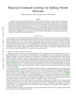 Bayesian Continual Learning via Spiking Neural Networks