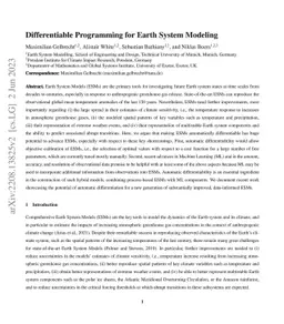 Differentiable Programming for Earth System Modeling