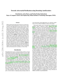 Towards Adversarial Purification using Denoising AutoEncoders