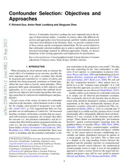 Confounder Selection: Objectives and Approaches