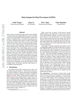 Data Isotopes for Data Provenance in DNNs