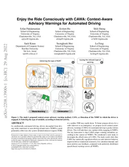Enjoy the Ride Consciously with CAWA: Context-Aware Advisory Warnings
  for Automated Driving
