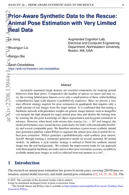 Prior-Aware Synthetic Data to the Rescue: Animal Pose Estimation with
  Very Limited Real Data
