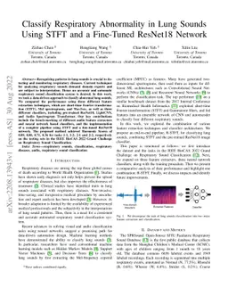 Classify Respiratory Abnormality in Lung Sounds Using STFT and a
  Fine-Tuned ResNet18 Network