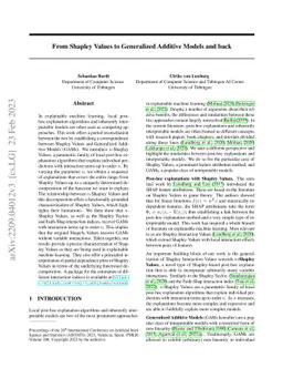 From Shapley Values to Generalized Additive Models and back