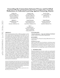 Unraveling the Connections between Privacy and Certified Robustness in
  Federated Learning Against Poisoning Attacks