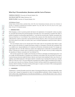 Who Pays? Personalization, Bossiness and the Cost of Fairness