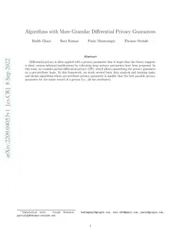 Algorithms with More Granular Differential Privacy Guarantees