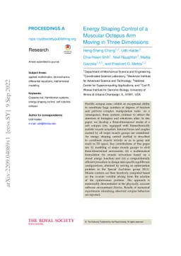 Energy Shaping Control of a Muscular Octopus Arm Moving in Three
  Dimensions