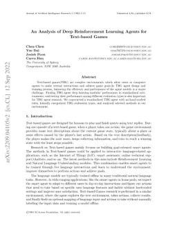An Analysis of Deep Reinforcement Learning Agents for Text-based Games