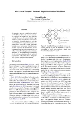 MaxMatch-Dropout: Subword Regularization for WordPiece