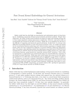 Fast Neural Kernel Embeddings for General Activations