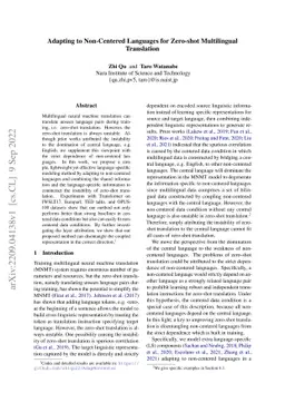 Adapting to Non-Centered Languages for Zero-shot Multilingual
  Translation