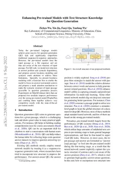 Enhancing Pre-trained Models with Text Structure Knowledge for Question
  Generation